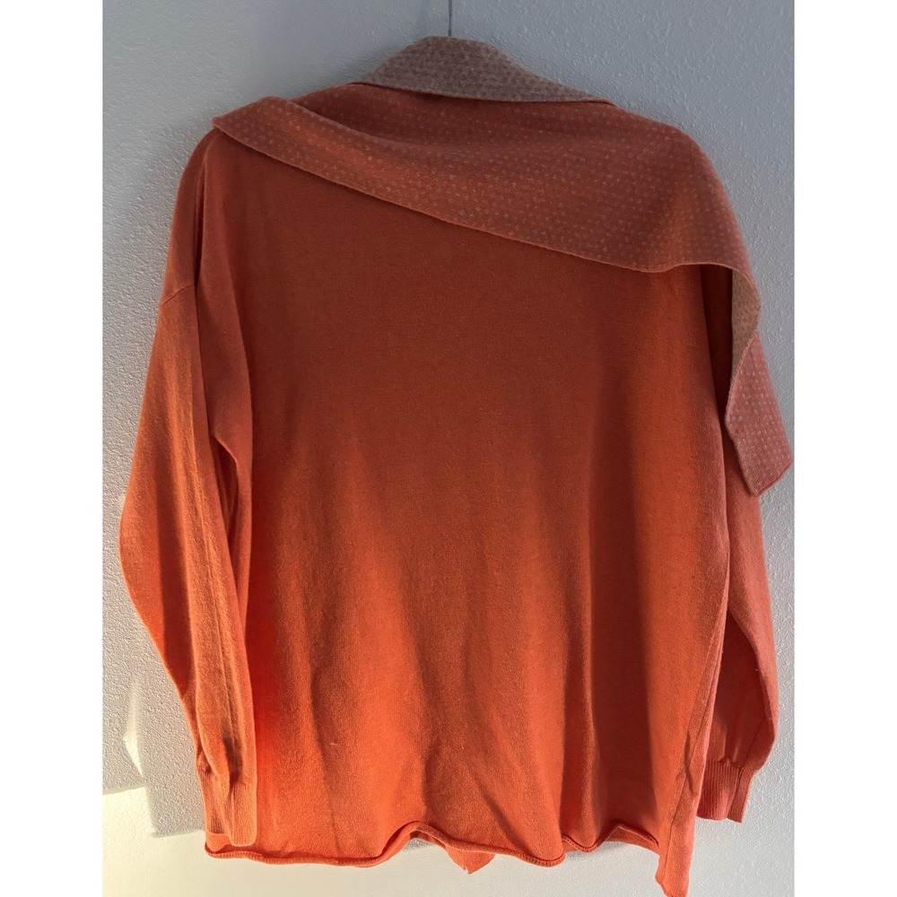 Cashmer‎ Italy Sweater Womens Large Orange Scarf Button Back Ski Luxury Academia